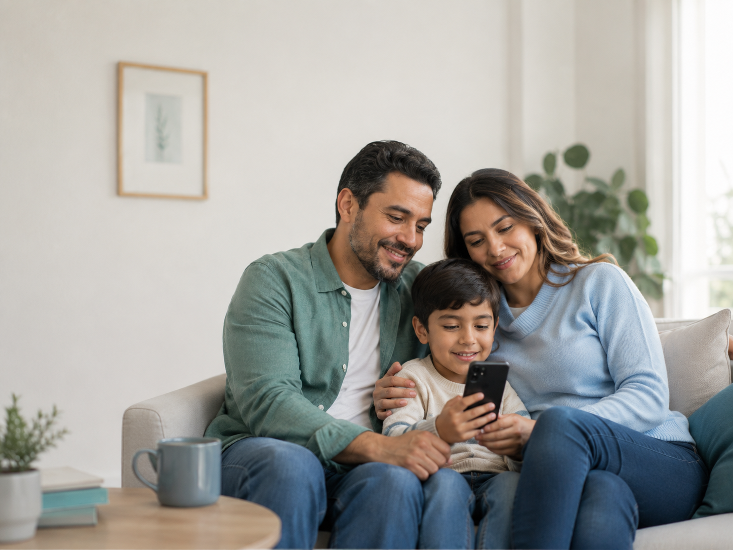 Familia tranquila en casa